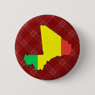Mali Flag Map full size 6 Cm Round Badge
