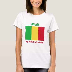 Mali Flag + Map + Text T-Shirt
