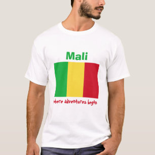 Mali Flag + Map + Text T-Shirt