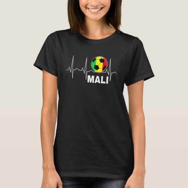 Mali Football Soccer Heartbeat Flag T-Shirt (Front)