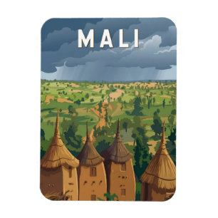 Mali Illustration Travel Art Vintage Magnet