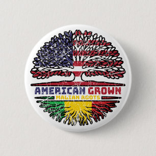 Mali Malian American USA Tree Roots Flag 6 Cm Round Badge