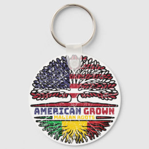 Mali Malian American USA Tree Roots Flag Key Ring