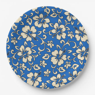 Malia Hibiscus Hawaiian Floral Paper Plate
