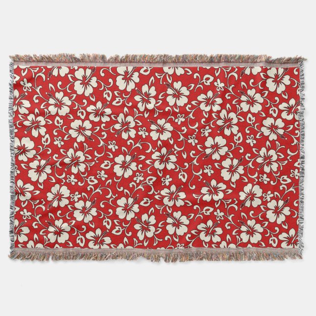 Malia Hibiscus Hawaiian Floral Throw Blanket (Front)