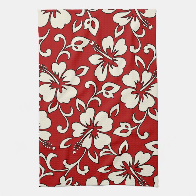 Malia Hibiscus Hawaiian Kitchen Towel (Vertical)