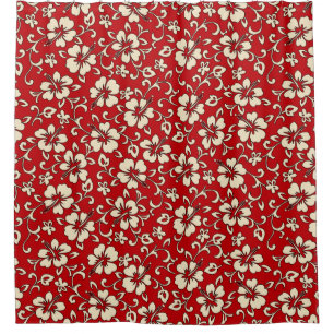 Malia Hibiscus Hawaiian Pareau Floral Shower Curtain