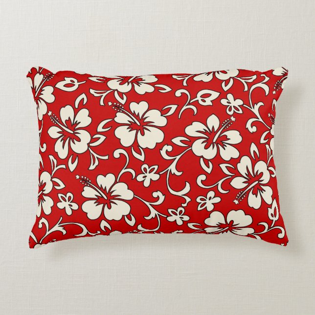Malia Hibiscus Hawaiian Pareau Print Decorative Cushion (Front)