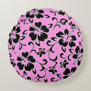 Malia Hibiscus Hawaiian Pareau Print Round Cushion