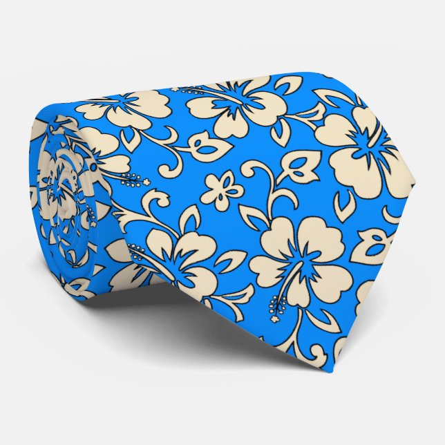 Malia Hibiscus Hawaiian Pareau Print Tie (Rolled)
