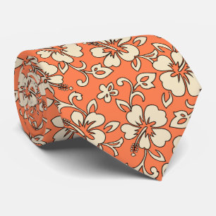 Malia Hibiscus Hawaiian Pareau Print Tie