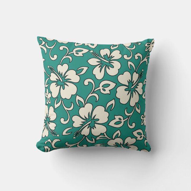 Malia Hibiscus Hawaiian Reversible Square Pillows (Front)