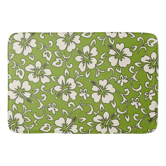 Malia Hibiscus Hawaiian Tropical Bath Mat (Front)
