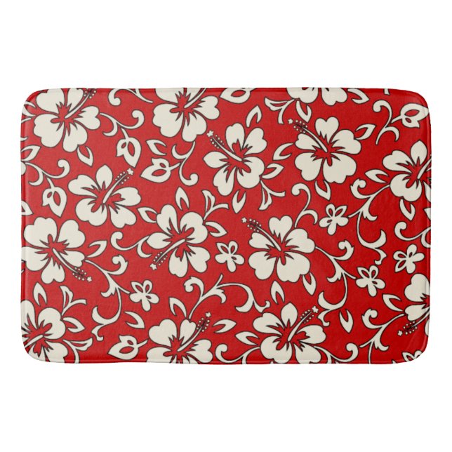 Malia Hibiscus Hawaiian Tropical Bath Mat (Front)