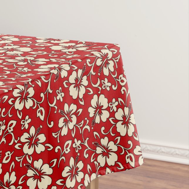 Malia Hibiscus Hawaiian Vintage Floral Tablecloth (In Situ)