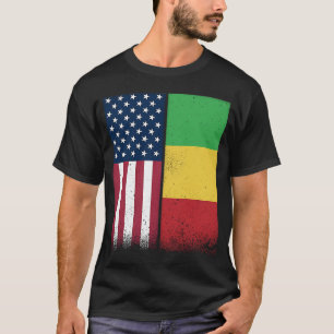 Malian Flag  USA And Mali Flags Proud Mali T-Shirt