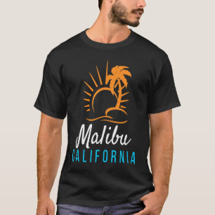 Malibu Beach California Sunset Retro Palm Trees T-Shirt