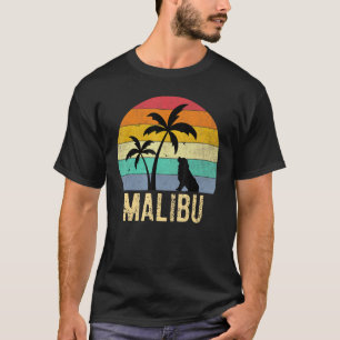 Malibu Beach California Sunset Vintage Palm Trees  T-Shirt