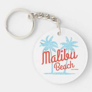 Malibu Beach California Vacation USA Vintage Faded Key Ring