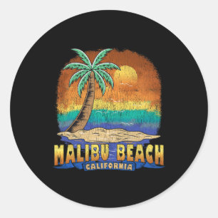 Malibu Beach California Vintage Distressed Souveni Classic Round Sticker