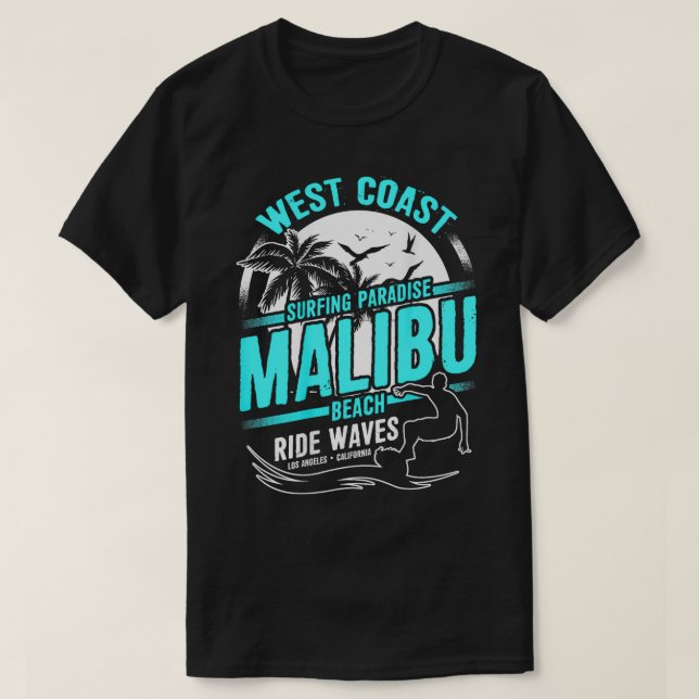 Malibu Beach California West Coast Surf Surfers Gi T-Shirt (Design Front)