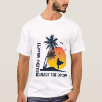 Malibu Beach Enjoy the Ocean Sunset Surfer Retro