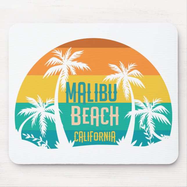 Malibu Beach Retro Mouse Pad (Front)