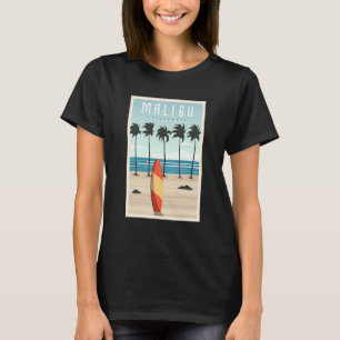 Malibu Beach Retro Vintage Malibu Surf Board T-Shirt