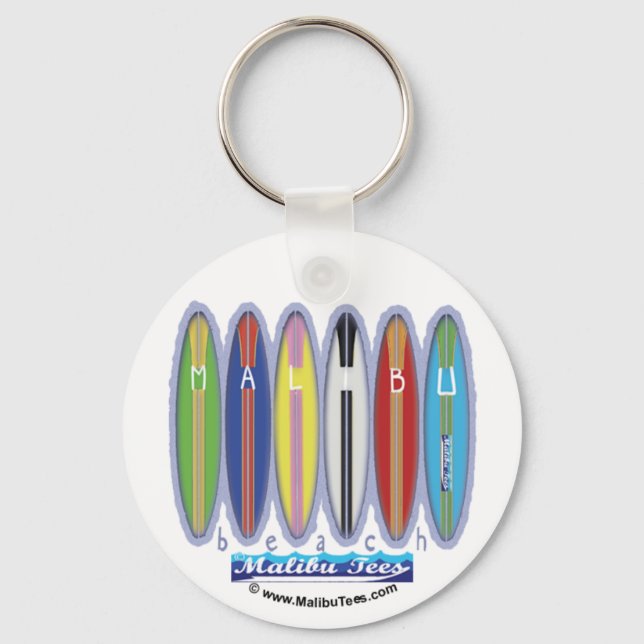 Malibu Beach Surfboards Key Ring (Front)