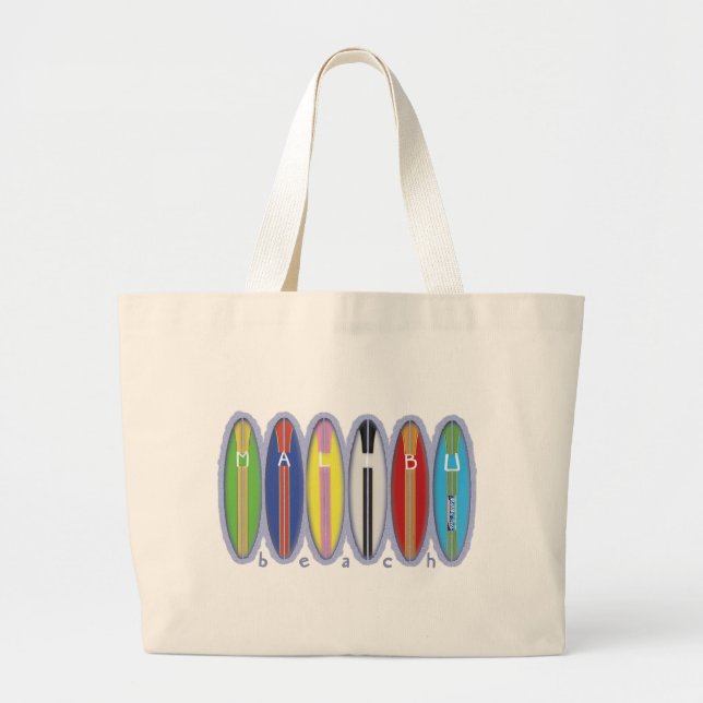 Malibu Beach Surfboards Large Tote Bag (Front)