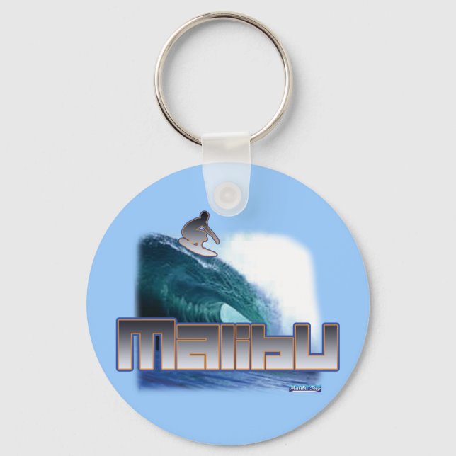 Malibu Beach Surfing Key Ring (Front)