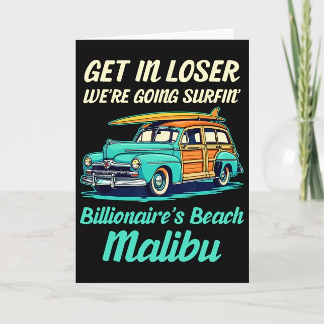 Malibu Billionaire's Beach Surf Women Men Vintage  Card (Front)