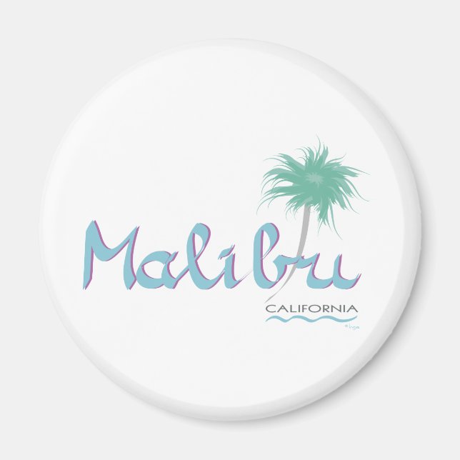 Malibu, CA Round Magnet (Front)