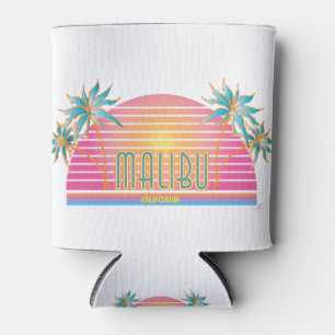 Malibu-CA-Sun Palm Trees Cool Logo Can Cooler