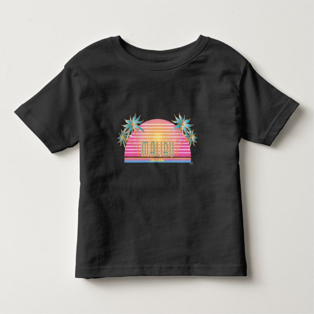 Malibu, CA Sun, Palm Trees Graphic Toddler T-shirt (Front)