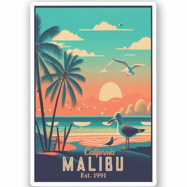 Malibu California Retro Sunset Souvenirs 1950s (Front)