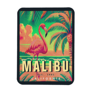 Malibu California Retro Sunset Souvenirs 1950s Magnet