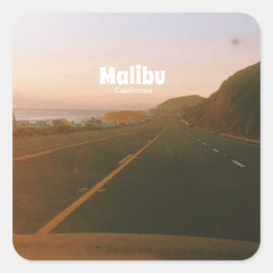 Malibu, California Road Trip Square Sticker