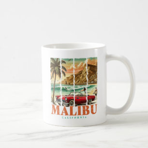 Malibu California - Sports Car Scenic Coastal View Coffee Mug