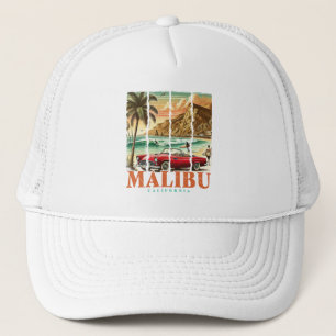Malibu California - Sports Car Scenic Coastal View Trucker Hat