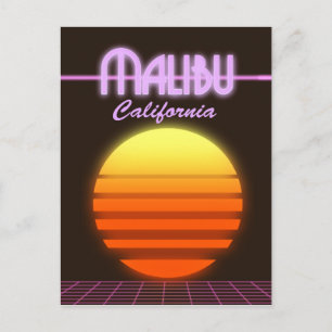 Malibu California sunset travel poster Postcard