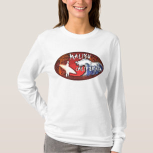 Malibu California surfer waves art ladies hoodie T-Shirt