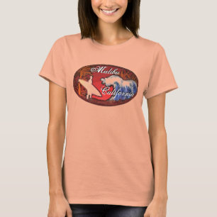 Malibu California surfer waves ladies art tee
