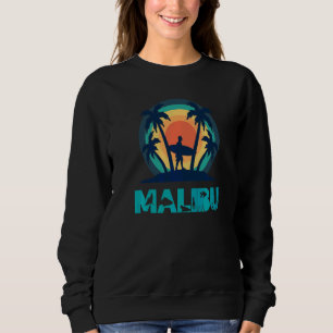 Malibu California Surfing Beach Palm Trees & Retro Sweatshirt