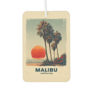 Malibu California Vintage Travel Poster Car Air Freshener