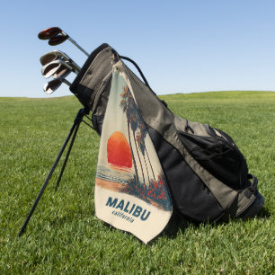 Malibu California Vintage Travel Poster Golf Towel
