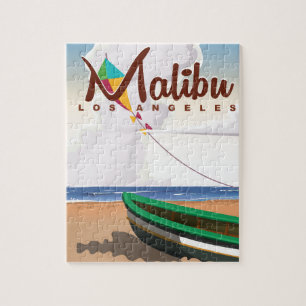 Malibu California Vintage Travel Poster Jigsaw Puzzle