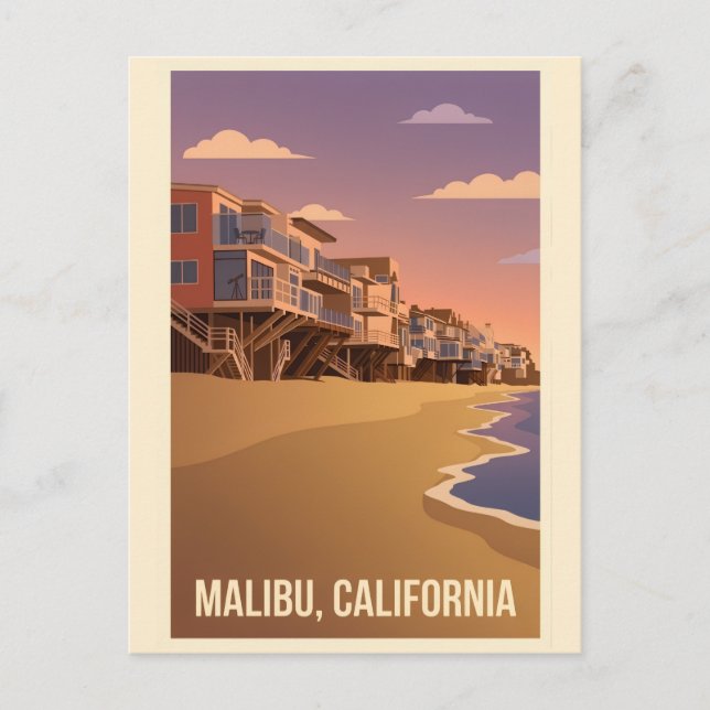 Malibu California Vintage Travel Poster Postcard (Front)