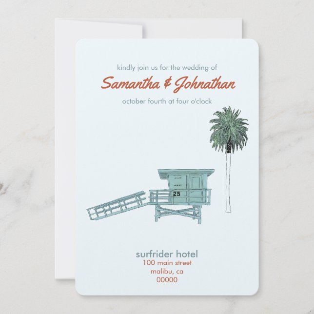 Malibu, California wedding   Invitation (Front)