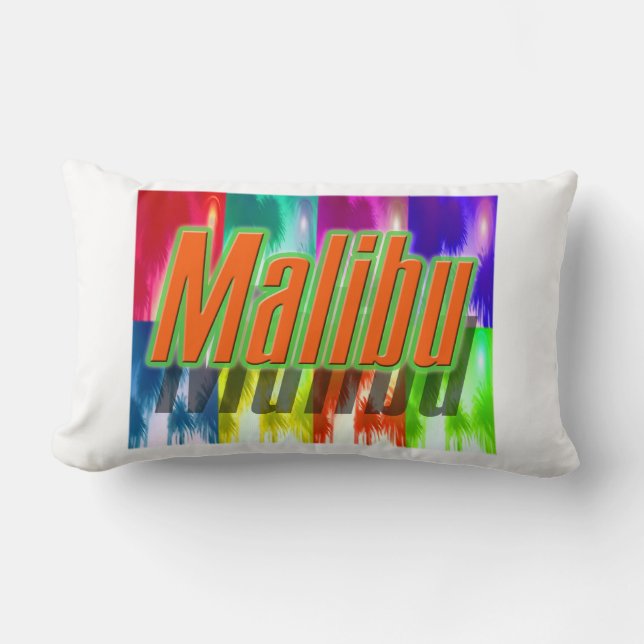 "Malibu" Colourful Palms Pillow (Front)